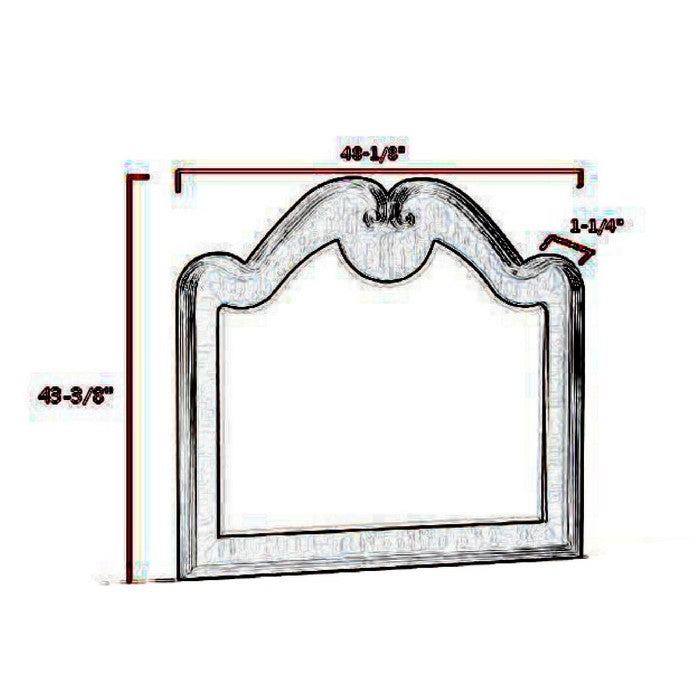 Wooden Scalloped Design Frame Mirror with Crown Top, Brown - BM215331