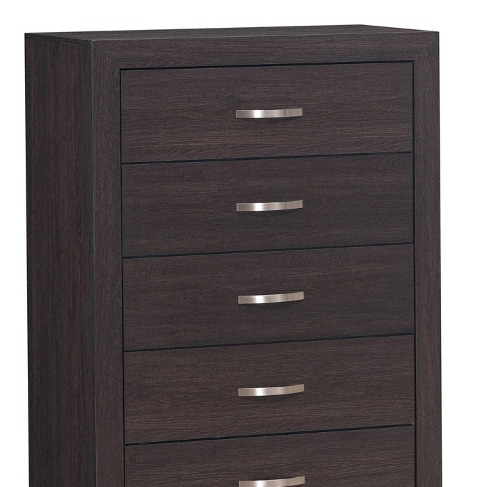 5 Drawer Chest with Curved Metal Handles and Bracket Feet, Gray - BM215343