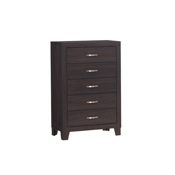 5 Drawer Chest with Curved Metal Handles and Bracket Feet, Gray - BM215343