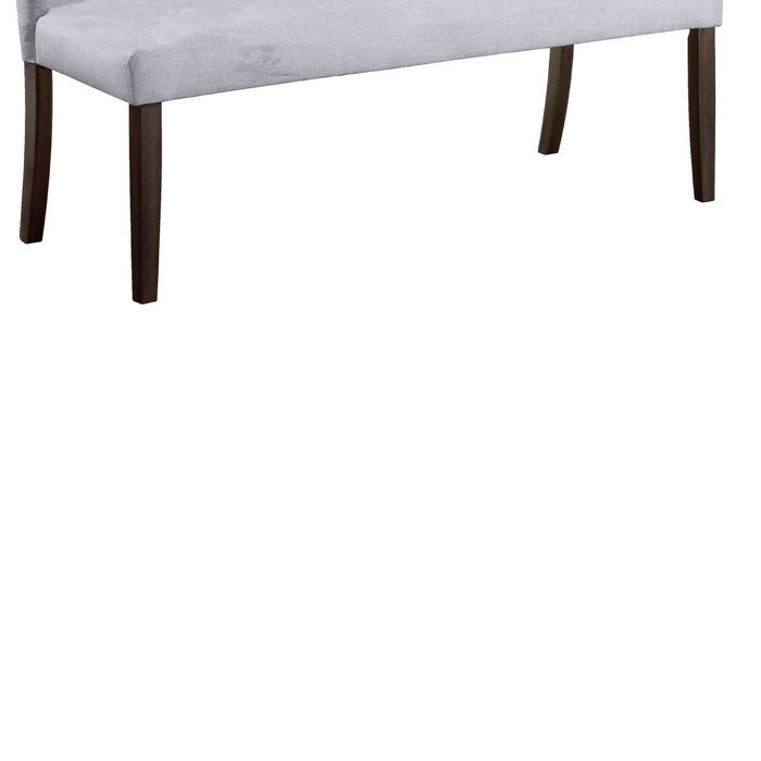 Fabric Rolled Design High Back Bench with Button Tufted Details, Gray