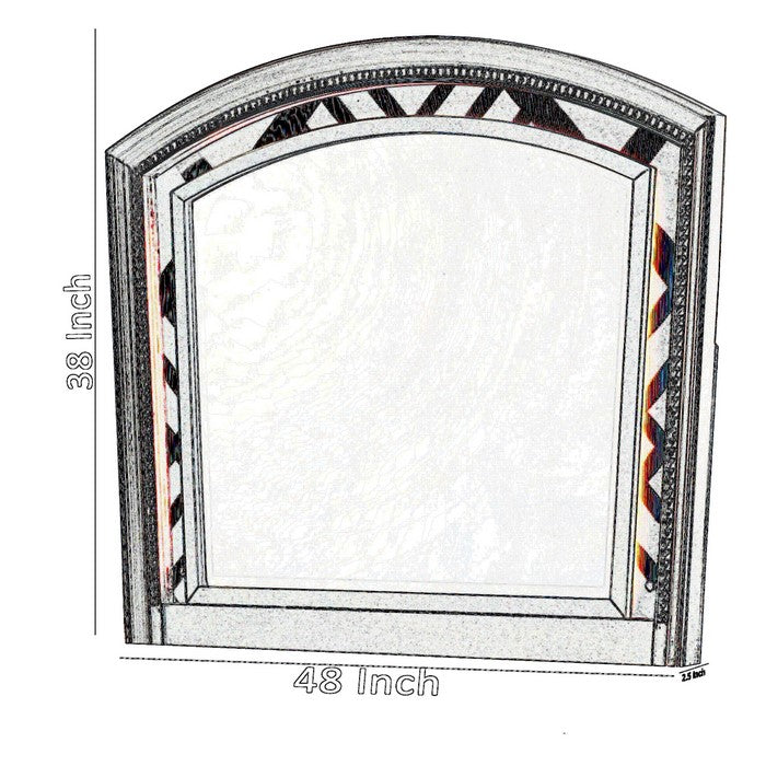 Transitional Wooden Arch Top Mirror with Molded Details, Champagne Gold - BM215352