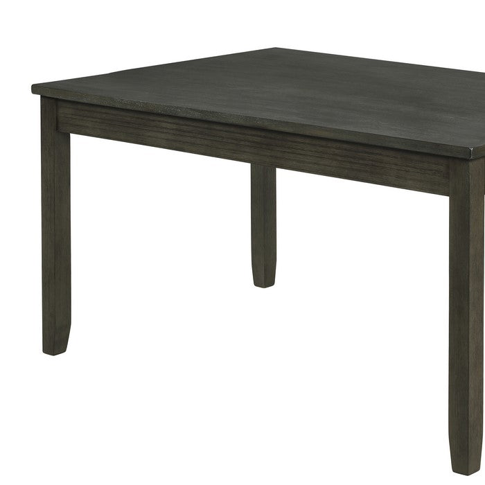 Wooden Dining Table with Side Drawer and Chamfered Feet, Gray