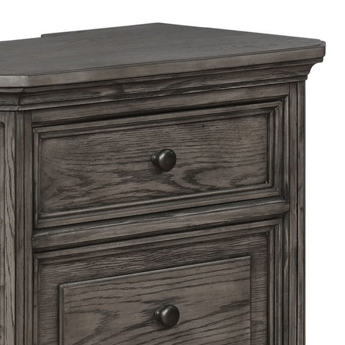 2 Drawer Transitional Nightstand with USB Plugins and Power Outlets , Gray - BM215362