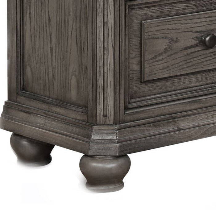 2 Drawer Transitional Nightstand with USB Plugins and Power Outlets , Gray - BM215362