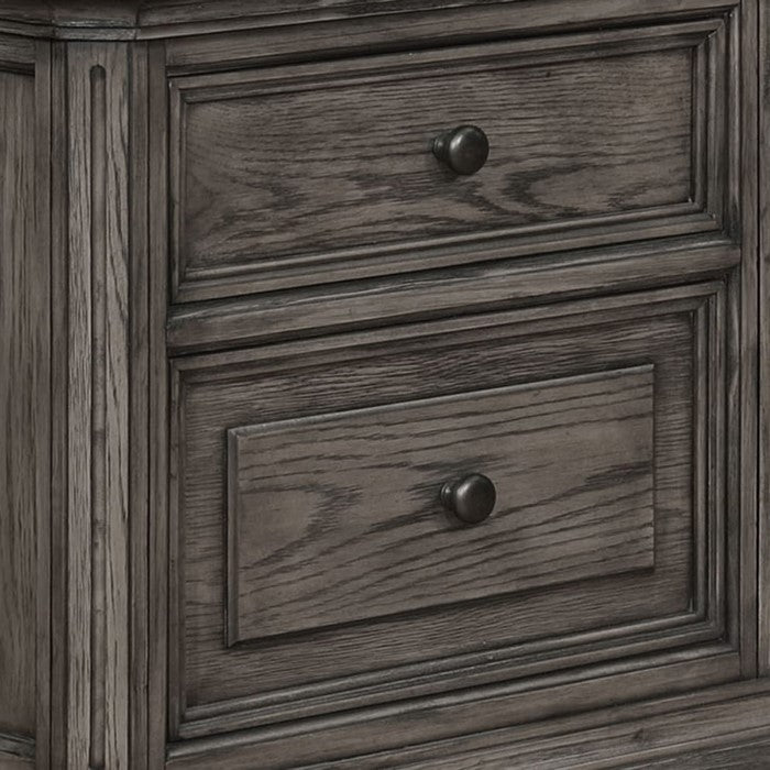 2 Drawer Transitional Nightstand with USB Plugins and Power Outlets , Gray - BM215362