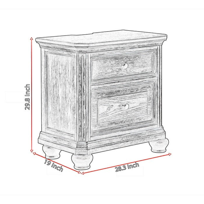 2 Drawer Transitional Nightstand with USB Plugins and Power Outlets , Gray - BM215362