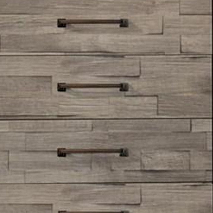5 Drawer Wooden Chest with Bar Handles and Bracket Feet, Brown and Beige