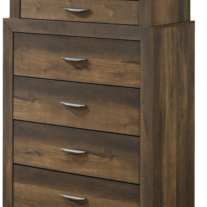 5 Drawer Transitional Chest with Dual Tone Finish and Bracket Feet, Brown - BM215366
