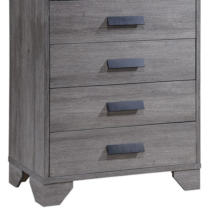 4 Drawer Transitional Style Chest with Shutter Design on Top, Gray - BM215370