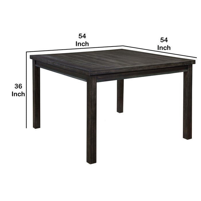 Square Wooden Counter Height Table with Block Legs, Brown