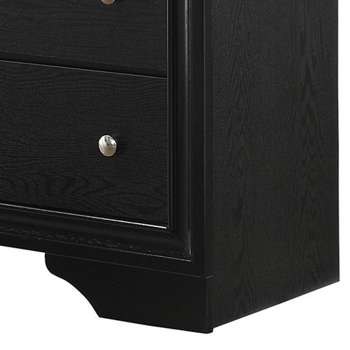 Nine Drawer Wooden Dresser with Bracket Sled Base, Black and Silver