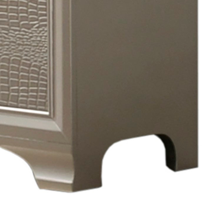 Wooden Dresser with Six Spacious Drawers and Bracket Feet, Champagne Gold