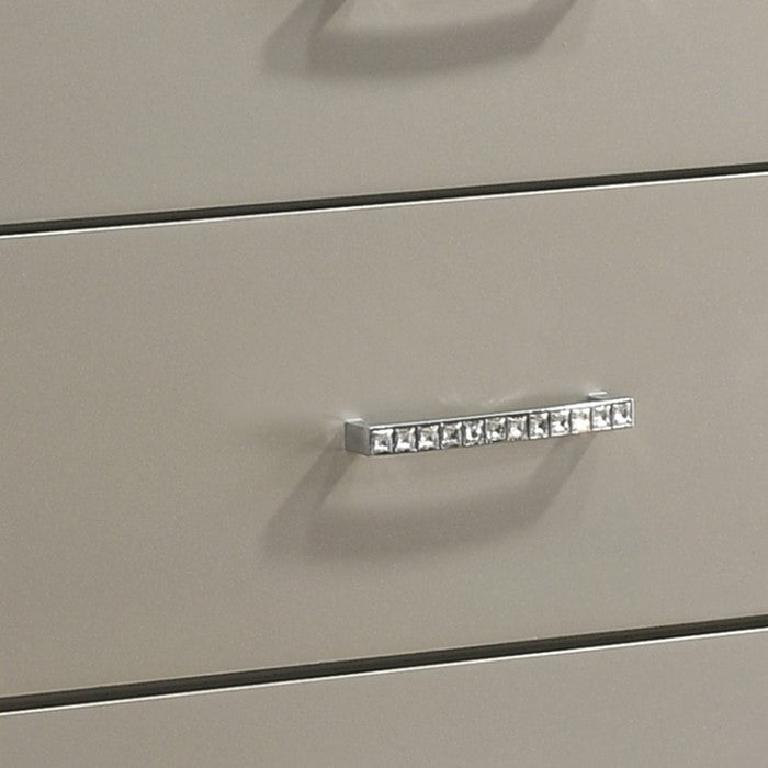 Wooden Chest with Five Spacious Drawers and Bun Feet, Champagne Silver