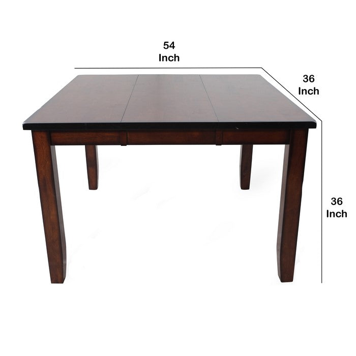 Wooden Counter Height Table with Tapered Block Legs, Brown