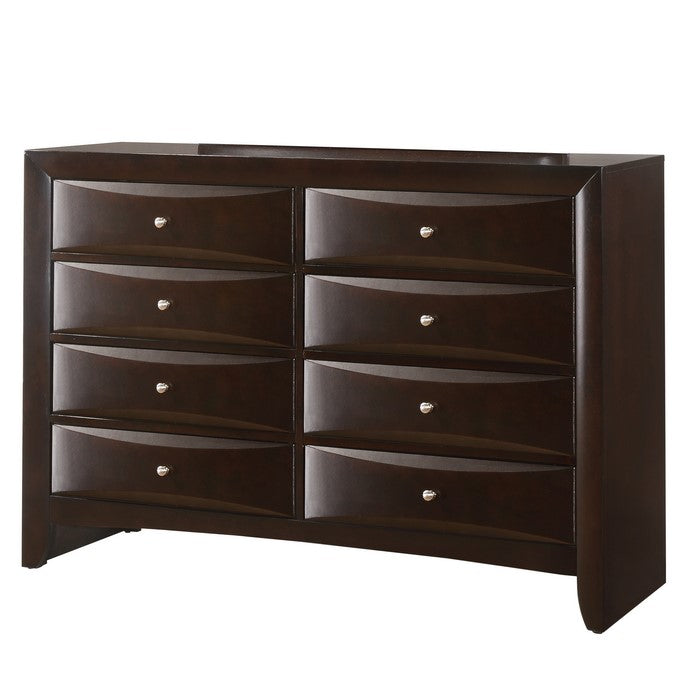 Wooden Dresser with Eight Spacious Drawers and Knobs, Brown