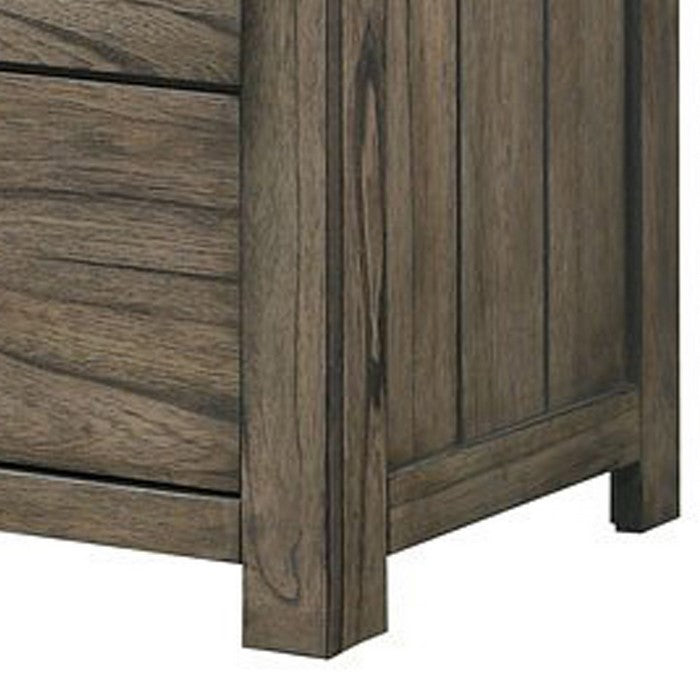 Wooden Six Drawer Dresser with Natural Grain Finish, Gray