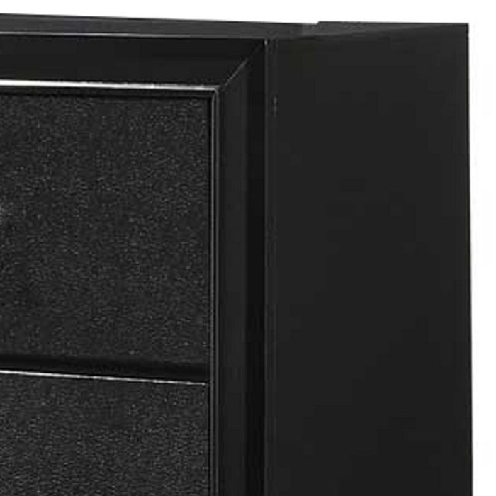 Seven Drawer Wooden Dresser with Bracket Feet and Crystal Knobs, Black