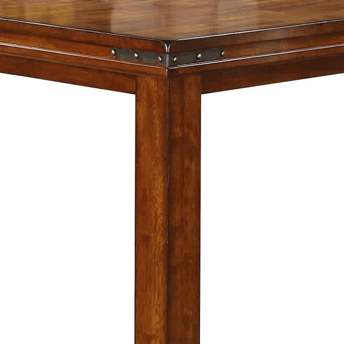 Wooden Extendable Counter Height Table with Chamfered Feet, Brown