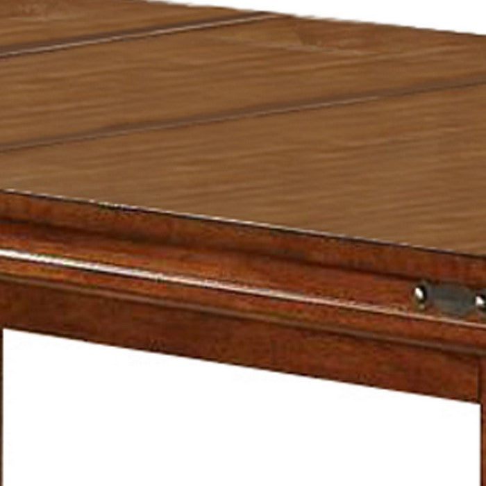 Wooden Extendable Counter Height Table with Chamfered Feet, Brown