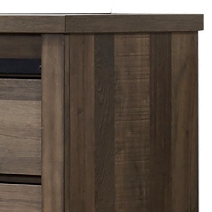 Wooden Dresser with Sliding Barn Door and Drawers, Brown