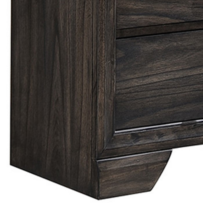 Wooden Dresser with Grain Texture and 7 Spacious Drawers, Gray