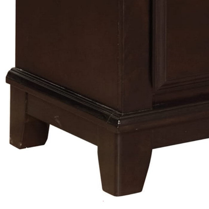 Wooden Chest with Five Spacious Drawers and Metal Knobs, Brown