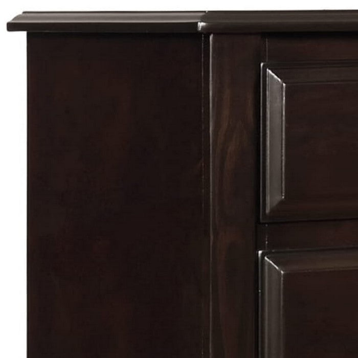Wooden Chest with Five Spacious Drawers and Metal Knobs, Brown