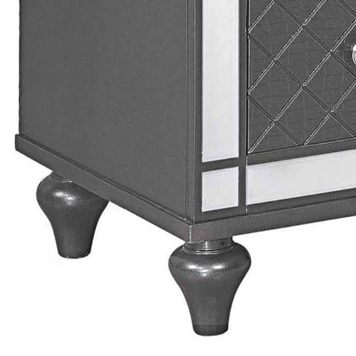 Wooden Chest with Turned Feet and 5 Spacious Drawers, Gray
