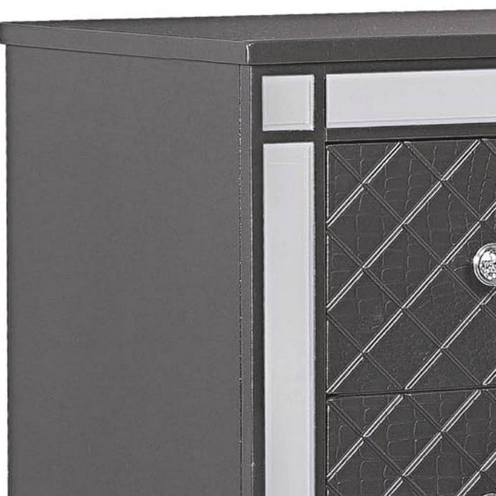 Wooden Chest with Turned Feet and 5 Spacious Drawers, Gray