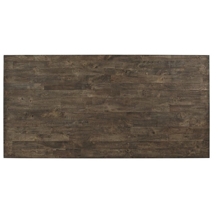 Wooden Dining Table with Trestle Base and Plank Design, Brown