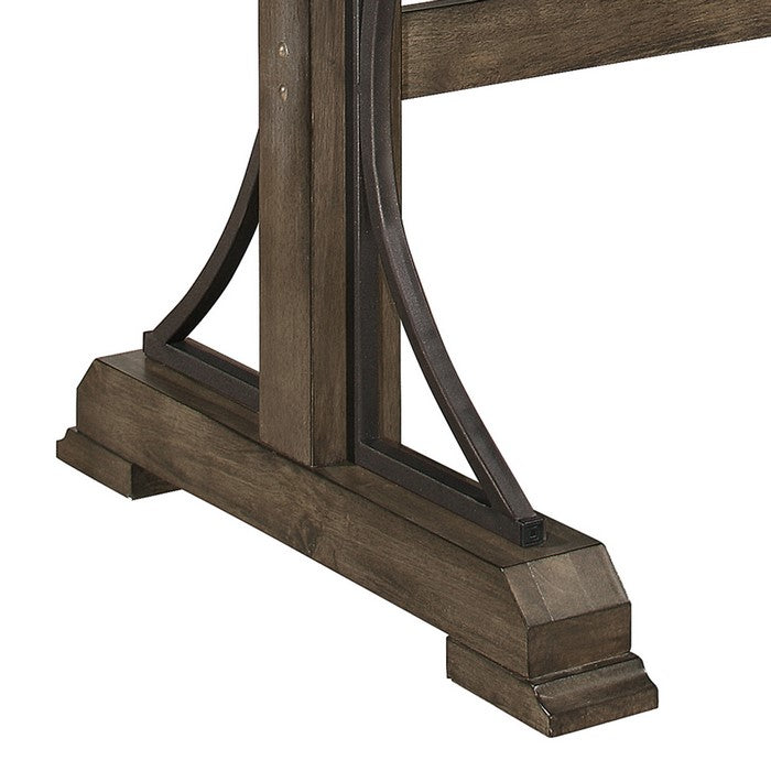 Wooden Dining Table with Trestle Base and Plank Design, Brown
