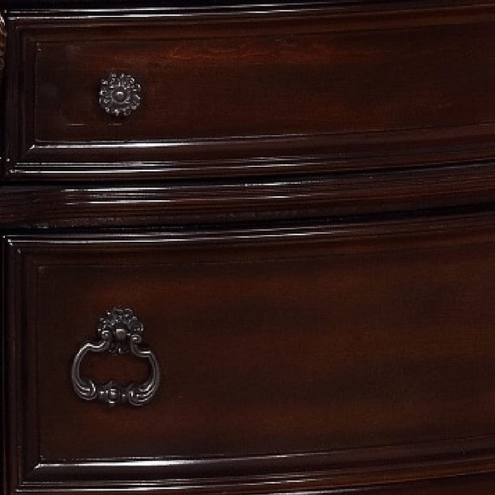Wooden Nightstand with Three Spacious Drawers and Bun Feet, Brown