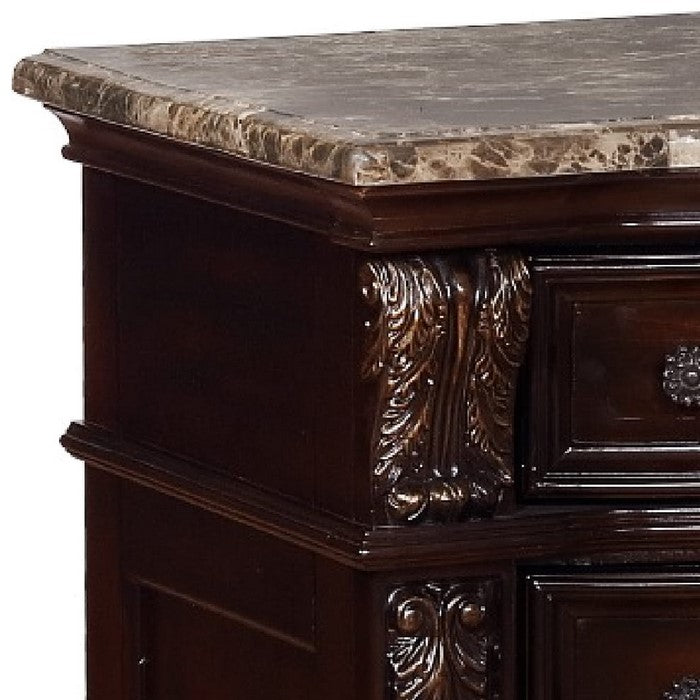 Wooden Nightstand with Three Spacious Drawers and Bun Feet, Brown