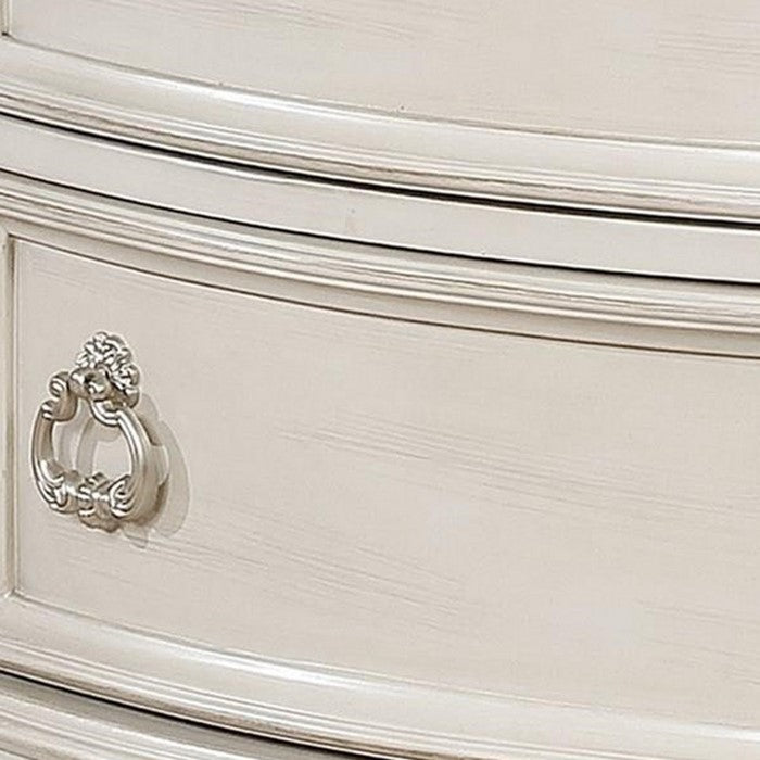 Wooden Nightstand with Three Spacious Drawers and Bun Feet, White