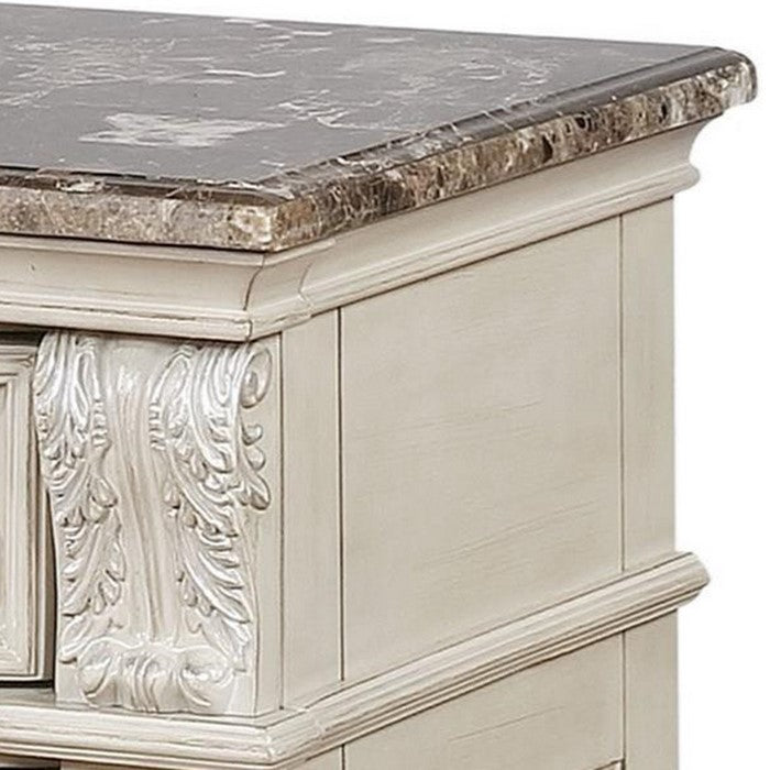 Wooden Nightstand with Three Spacious Drawers and Bun Feet, White