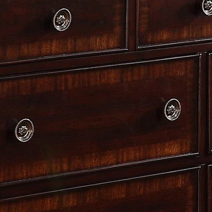 Wooden Dresser with 7 Spacious Drawers and Bracket Feet, Brown
