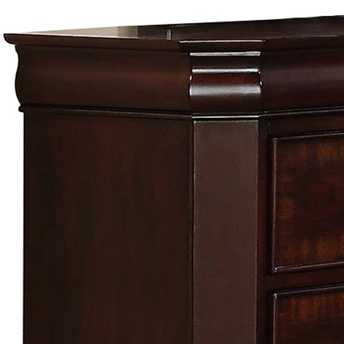 Wooden Dresser with 7 Spacious Drawers and Bracket Feet, Brown
