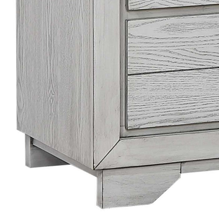 Wooden Chest with Five Spacious Drawers and Chamfered Legs, White