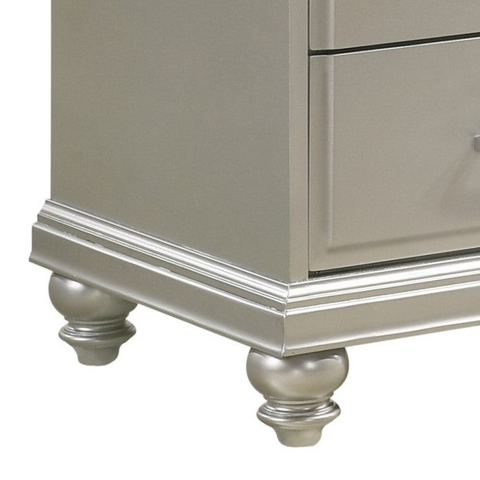 Wooden Dresser with Eight Spacious Drawers and One Door Shelf, Silver