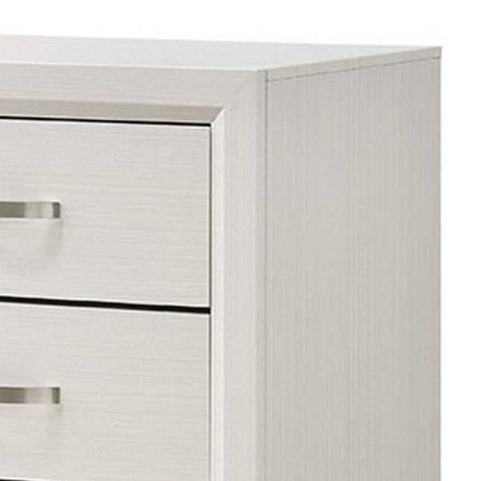 2 Drawer Dual Tone Wooden Nightstand with Chamfered Legs, Black and White