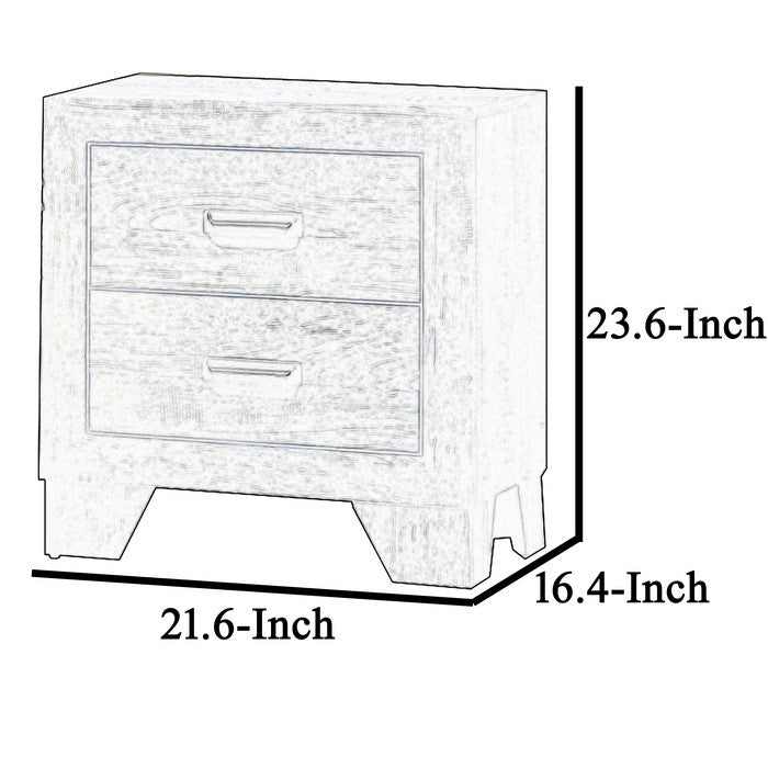 2 Drawer Wooden Nightstand with Metal Handles and Bracket Legs, Brown