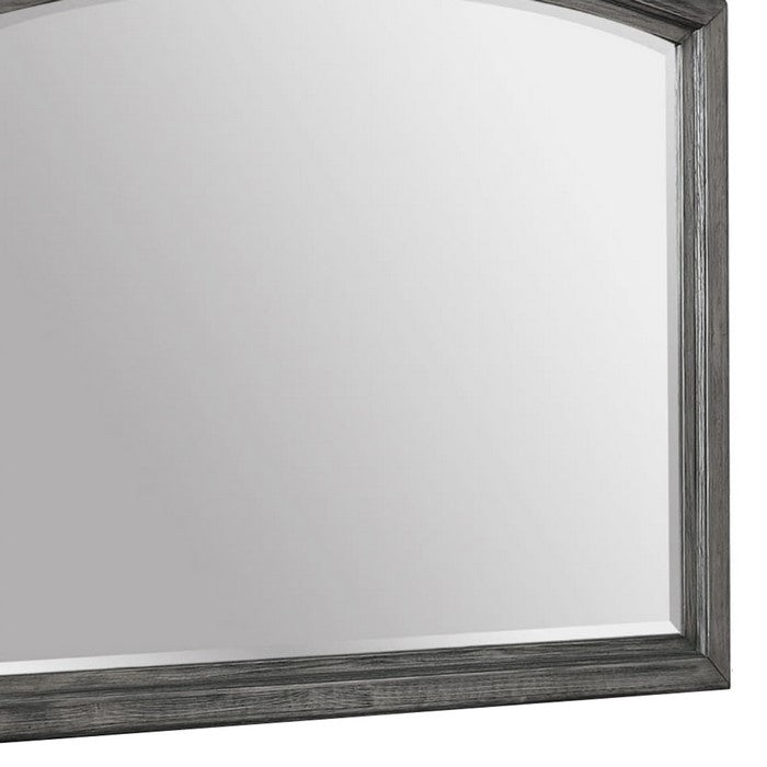 Arch Shape Dresser Top Beveled Mirror with Wooden Frame, Gray and Silver - BM215414