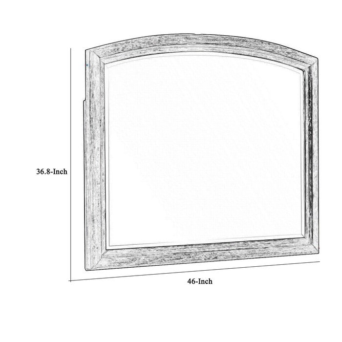 Arch Shape Dresser Top Beveled Mirror with Wooden Frame, Gray and Silver - BM215414