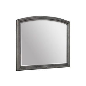 Arch Shape Dresser Top Beveled Mirror with Wooden Frame, Gray and Silver - BM215414