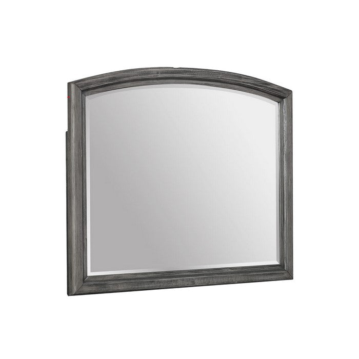 Arch Shape Dresser Top Beveled Mirror with Wooden Frame, Gray and Silver - BM215414
