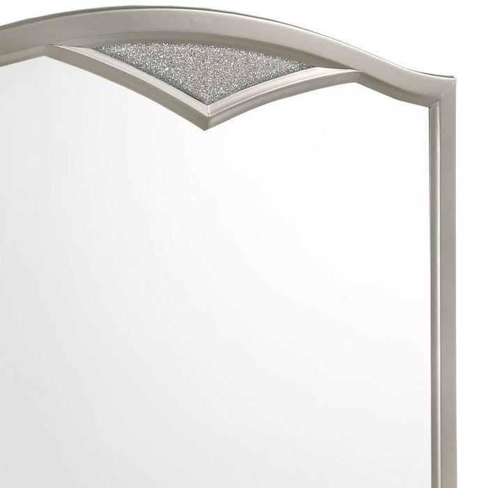 Camelback Dresser Top Beveled Mirror with Faux Diamond Inlay, Silver - BM215416