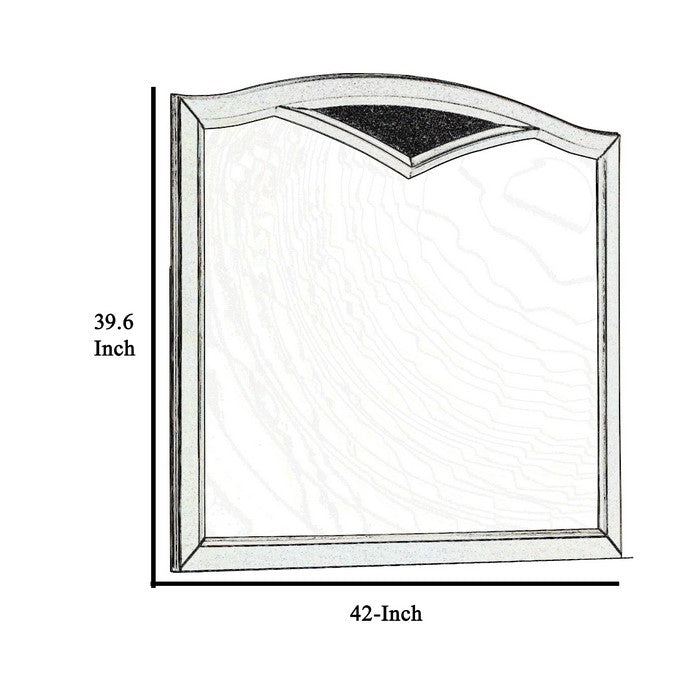 Camelback Dresser Top Beveled Mirror with Faux Diamond Inlay, Silver - BM215416