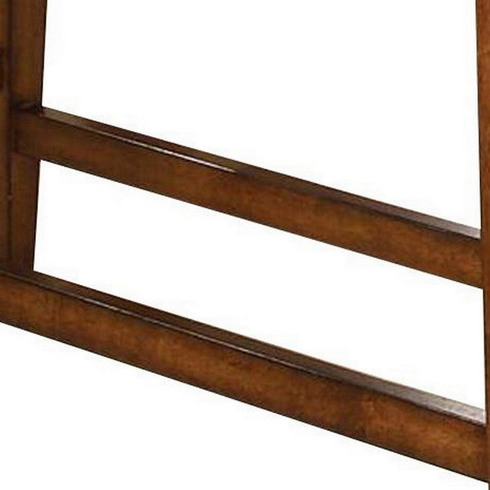 Wooden Counter Height Bench with Footrest and Leatherette Seat, Brown