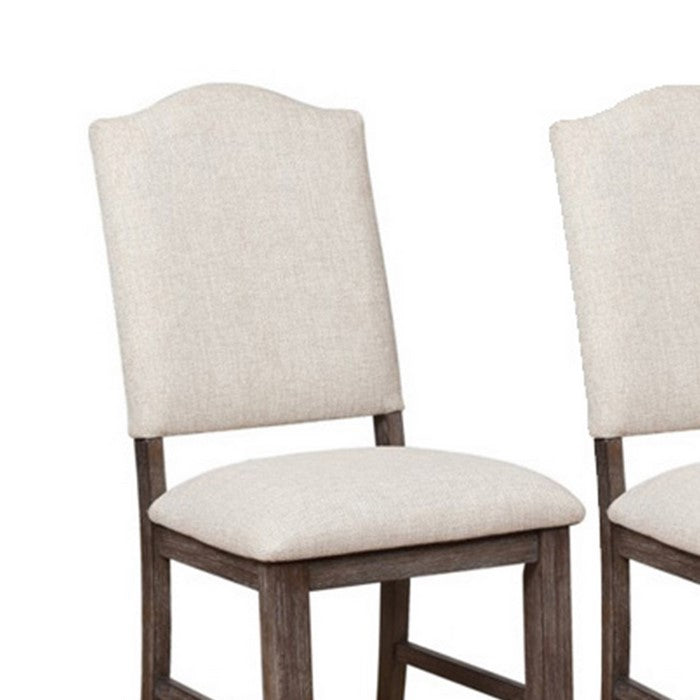 Counter Height Chair with Nailhead Trimmed Back, Set of 2, Brown and Cream