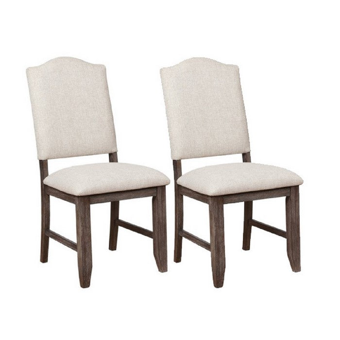 Counter Height Chair with Nailhead Trimmed Back, Set of 2, Brown and Cream